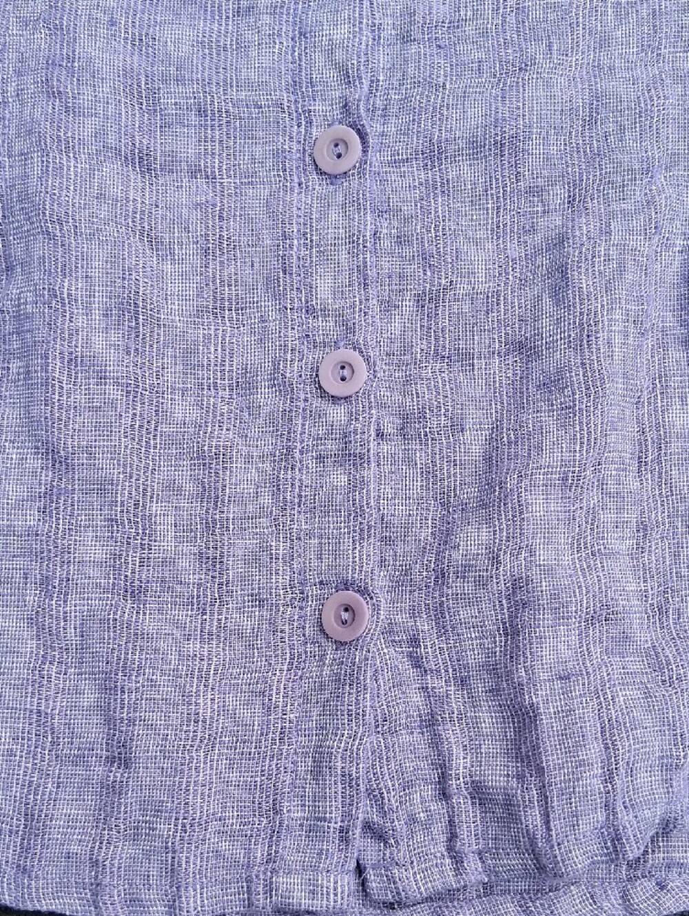 Flax Lavender/Purple Linen Button-Front Short Sleeve Top - Picture 10 of 11